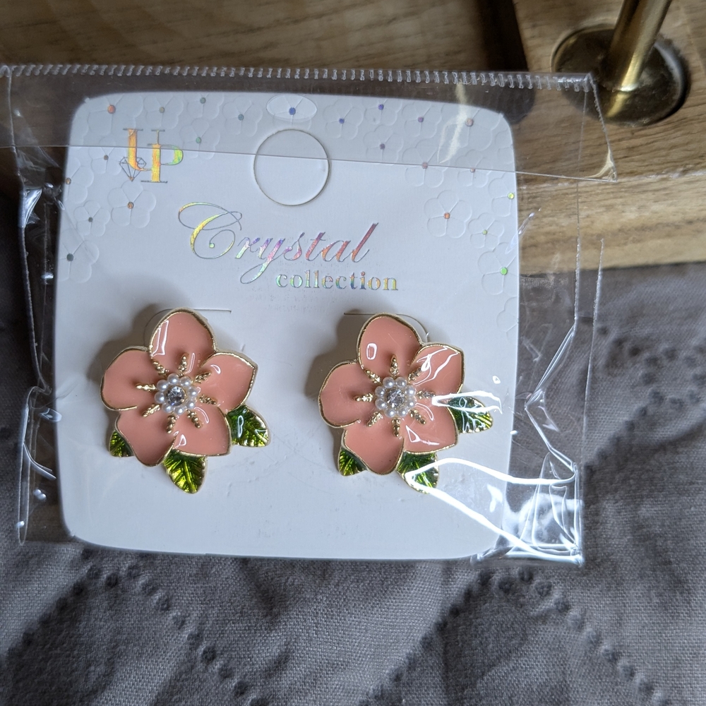 Peach Flower Earrings